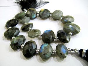 Natural Labradorite Oval Faceted Beads 10x13mm to 13x18mm Genuine Stone Strand for <b>Necklace</b> Making 9 Inches <b>Long</b> - Product Image 2