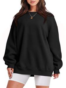 เสื้อสเวตเชิ้ตคอกลมโอเวอร์ไซส์สำหรับผู้หญิง แบบคัลเลอร์บล็อก ผ้าฝ้าย 100% ดีไซน์คอกลมและแบบสวม พร้อมโลโก้สั่งทำได้ - Product Image 5