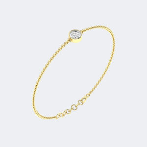 0.75CTW 18K <b>Gold</b> Plated Round Bezel-<b>Set</b> E Color IGI Certified Diamond Station Bracelet - Product Image 1