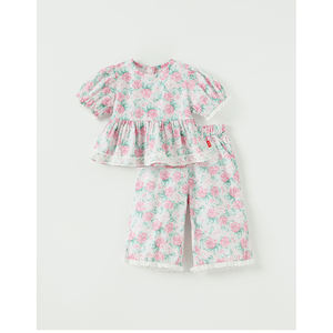 OZKIZ Conjunto de Ropa para Niñas Estilo Coreano 100% Algodón, Estampado Floral, Transpirable, Moda de Verano para Niños de 2 a 6 Años, Venta al por Mayor - Product Image 1