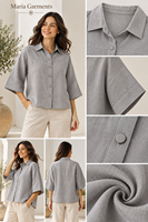 Ensemble 2 pièces pour femme en coton et lin : Blazer et pantalon large à manches 3/4, style décontracté pour les vacances, coupe ample