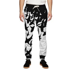 Men's Printed Sweatpants Elastic Waist Drawstring Black <b>White</b> Bird Pattern Casual <b>Joggers</b> Sublimation Transfer Print Polyester - Product Image 1