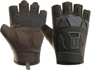 Guantes Reductores de Impacto con Puntas de Dedos con Textura de Microdiamantes en Relieve, Muñequera Elástica Antideslizante, Guantes de Seguridad de Cuero PU - Product Image 1