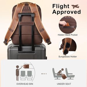 Mochila de Viaje de Cuero para Portátil para Hombre, Compatible con Computadoras de 15.6 y 16 Pulgadas, Estilo Vintage, para Negocios, Trabajo, Viajes Cortos, Campamento - Product Image 2