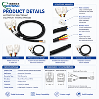 Harness Kabel Splitter JST 4Pin Kustom dengan Konektor JST Putih 2Pin untuk Otomotif & Elektronik