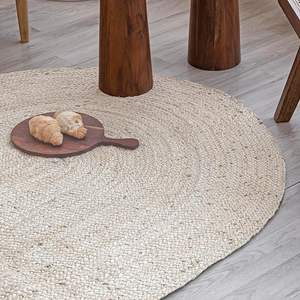 Tapis en jute tressé à la main, réversible, antidérapant, pour salon, usage domestique, respectueux de l'environnement, adapté aux animaux domestiques, motif géométrique oriental - Product Image 6