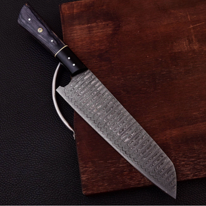 Couteau de chef SM Knives Sm4 de 13 pouces, forgé à la main en damas, manche en bois, étui en cuir, garantie de 3 ans - qualité industrielle/bricolage - Product Image 4