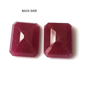 Ensemble de 2 pierres précieuses en rubis corindon naturel africain de 20 carats, taille émeraude, facettées, pour la fabrication de bijoux - Product Image 5