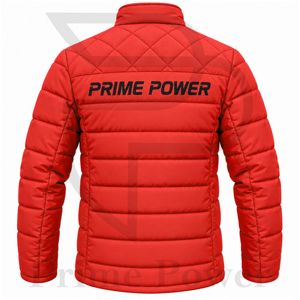 Chaqueta Acolchada Roja para Hombre Prime Power, Abrigo Cálido de Invierno con Cuello Alto y Cierre de Cremallera, Prenda Exterior Informal con Relleno Grueso de Poliéster - Product Image 2