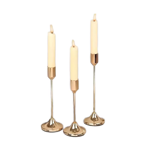 Candelabros Altos de Latón Dorado Vintage para Velas Cónicas, Centros de Mesa para Bodas, Decoración Otoñal para el Hogar - Product Image 1