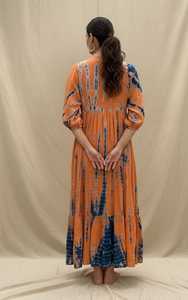 ชุดเดรสยาวคอวีลายมัดย้อมแบบยั่งยืนสำหรับผู้หญิง แขนสั้น สไตล์โบฮีเมียน ผ้าวิสโคส สำหรับฤดูร้อน - Product Image 5