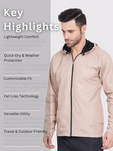 OEM Custom <b>Men</b>’s <b>Lightweight</b> High Quality Hooded Windbreaker <b>Jacket</b> – Waterproof, Breathable, Zip-Up Sports Outerwear <b>Jacket</b> - Product Image 6
