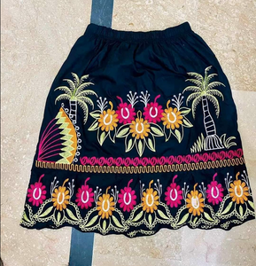 Micronishian Women's 100% Polyester Embroidery <b>Skirt</b> Island Style Hawaiian Embroidered Ball Gown Casual Breathable Comfortable - Product Image 1