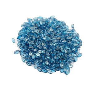 Topacio Azul Londres Natural, Corte Marquesa, Piedras Sueltas de 4mm y 8mm, Topacio Azul Facetado, Venta al Por Mayor para Joyería, India - Product Image 1