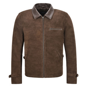 Custom 100% Genuine Brown <b>Suede</b> Leather <b>Men</b>’s Brad Pitt <b>Jacket</b> Classic Cut Private Label OEM/ODM Wholesale Classic Style Collar - Product Image 1