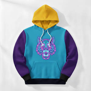 Sweat à capuche pour homme inspiré de la technologie électronique, avec motif néon imprimé par sublimation et poche kangourou - Product Image 5