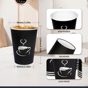 Confezione da 50 Tazze da Caffè Nere Monouso da 350ml con Coperchi, Contenitori in Carta Robusti Anti-Perdita per Bevande Calde o Fredde - Product Image 3