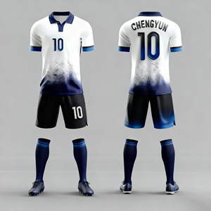 Ensemble de maillots de football Chengyun unisexe, 100% polyester, imprimé par transfert thermique, style rétro pour équipe, séchage rapide, respirant, taille adulte - Product Image 1