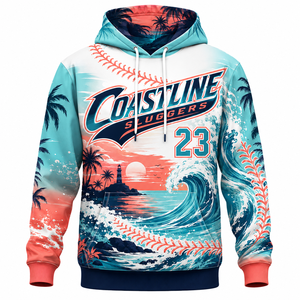 Coastline Sluggers Baseball Hoodie 23 Pull-over unisexe imprimé par sublimation, vêtements de sport, taille adulte - Product Image 1