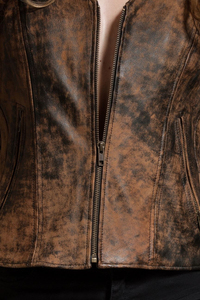 Nuevo Chaleco de Cuero Personalizado para Mujer, Color Marrón, con Doble Bolsillo Lateral, Cierre de Cremallera, Cuero Genuino, con Servicio OEM - Product Image 5