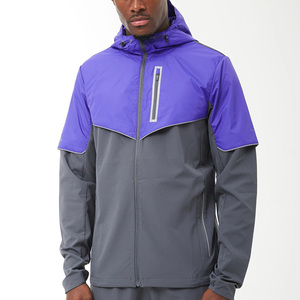 Custom Men's Lightweight Zip-up Casual Sports Running Jacket Waterproof Outdoor Hiking Colour <b>Block</b> Windbreaker Jacket - Product Image 3