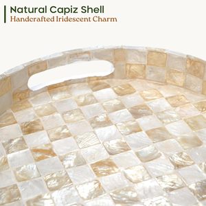 Round Decorative Tray with Handles Large Round Decorative Tray for Coffee Table Decor Decorative Tray for Living Room - Product Image 2
