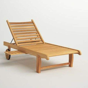 Tumbonas de madera de teca, especialmente seleccionadas para la playa o el jardín, equipadas con ruedas y respaldo plegable. - Product Image 5