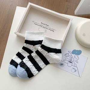 Summer Socks <b>for</b> Women New Style Black Polka Dot Stripes Thin <b>Pattern</b> Sweat Absorbent Sports Short Socks Women's Socks - Product Image 6