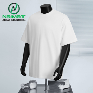 New Wholesale Stylish Mens <b>White</b> Oversized Blank 100% Cotton Embroidered T-Shirts Drop Shoulder Heavyweight Casual <b>Tees</b> - Product Image 1