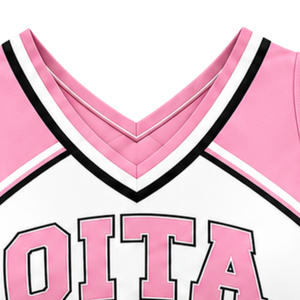 Haut court de cheerleading sans manches pour femme, rose clair, blanc, noir, col en V, pour performance athlétique, uniforme d'équipe, compétition - Product Image 5