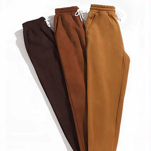 Venta al por mayor de pantalones de chándal de cintura media para hombre de talla grande de algodón Joggers cintura elástica cómodo forro polar deporte Casual liso teñido - Product Image 3