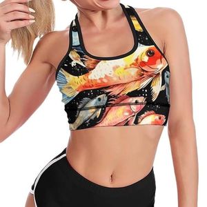 Custom OEM Fish Print Sports <b>Bra</b> Women Sublimation Racerback Yoga <b>Bra</b> Breathable Fitness Gym Crop Top Activewear - Product Image 3
