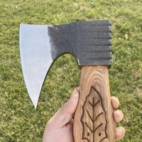 OEM Handgefertigte Industrielle Axt mit Flacher Rückseite, Geschmiedete Stahlklinge, Holzgriff, Blatt-Gravur, DIY Tomahawk, Brennholzspaltaxt