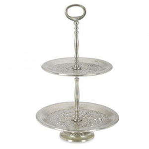 Soporte de servir galvanizado de 2 niveles, bandeja metálica vintage para exhibir cupcakes y postres, ideal para bodas, fiestas y decoración del hogar, a buen precio. - Product Image 6