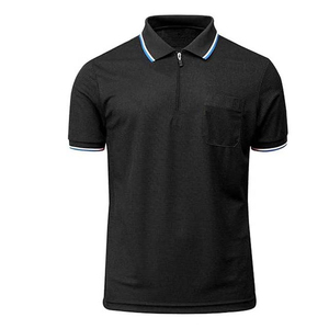 Wholesale Custom Made Solid Colors Quarter Zipper T-Shirt Short Sleeve <b>Zip</b> <b>up</b> Lightweight Casual Quarter <b>Zip</b> T-shirt for men - Product Image 1