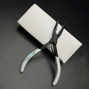 Matte Black 2 Hole Hair <b>Extension</b> Plier Custom Logo Stainless Steel with White Grip On Handle Micro <b>Beads</b> Plier - Product Image 5