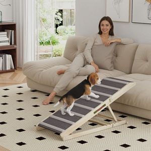 Scala Pieghevole in Legno Massello per Animali Domestici, Rampa per Cani Regolabile a 4 Altezze per Divano, per Cani di Piccola e Grande Taglia da 16 a 23,5 Pollici - Product Image 2