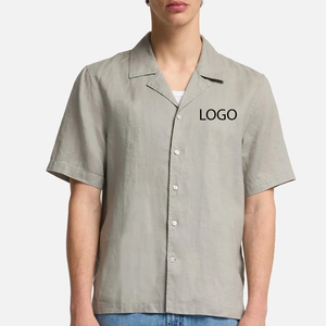Camiseta de Lino para Hombre Estilo Urbano con Cuello Camisero y Manga Corta, Uso Diario Informal, Servicio OEM, Diseño con Logotipo, Casual - Product Image 1