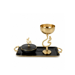 Brass Incense <b>Burner</b> Set With Tray And Arabic Script Design Hand-Made Religious Use All-Season - Product Image 3
