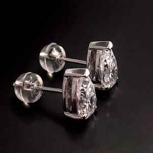 Pendientes de Plata de Ley con Topacio Blanco en Forma de Pera, Piedra de Nacimiento, Estilo Simple y Minimalista, Regalo para Mujer - Product Image 4