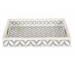 Nueva Bandeja Hexagonal con Incrustaciones de Hueso Hecha a Mano, Elegante Bandeja para Servir con Incrustaciones de Hueso para un Servicio Elegante y Práctico - Product Image 4