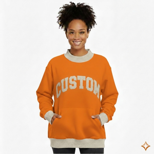 Sudadera de Mujer para Invierno y Otoño, de Dos Tonos, Manga Larga, Cuello Alto, con Logotipo Personalizado en la Parte Delantera, de Forro Polar, Poliéster y Algodón - Product Image 1