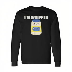 T-shirt a maniche lunghe I'm Whipped Mayonnaise, girocollo, unisex per adulti, stampa digitale, promozionale - Product Image 2