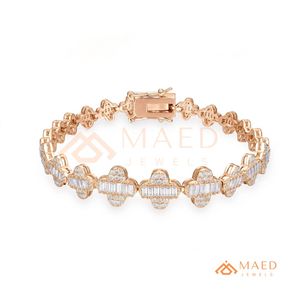 สร้อยข้อมือโซ่เส้นเล็กประดับมอสซาไนต์สีโรสโกลด์ ดีไซน์หรูหราสำหรับใส่ทุกวัน ของขวัญเครื่องประดับแฟชั่นลอสแอนเจลิส - Product Image 5