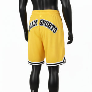 Pantalones Cortos de Baloncesto de Felpa de Algodón Premium de 320 GSM con Lavado Ácido, Estilo Vintage, Color Mostaza, Parche de Chenilla, Logotipo Personalizado - Product Image 5