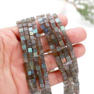 Natural Labradorite Box Shape Gemstone Beads Strands 4.5-5mm Loose Labradorite Beads For Jewelry Bracelet Making Wholesale Bulk - Product Image 1