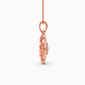 Classic Unisex 14K Solid <b>Gold</b> Rose <b>Gold</b> Synthetic Lab Grown Diamond <b>Necklace</b> Pear-Cut Center Stone Vintage Style Engagement Pave - Product Image 2