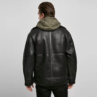Veste de motard en cuir véritable noir imperméable pour homme |   Manteau aviateur d'automne zippé avec taille ajustable