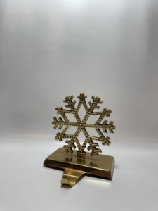 Cast Aluminum Ribbon Bow Stocking Holder Heavy Duty Mantle Hook Holiday Fireplace Decor Gold Brass Finish <b>Hanger</b> Loop <b>Stand</b> - Product Image 6
