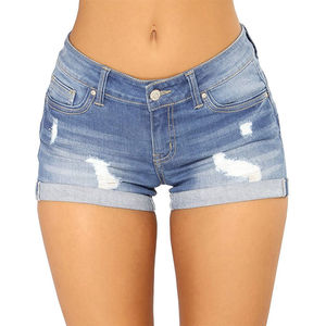 Pantalones Cortos de Mezclilla para Mujer, Estilo Veraniego, con Cinturón Desgarrado Personalizado, Venta Caliente 2026 - Product Image 1
